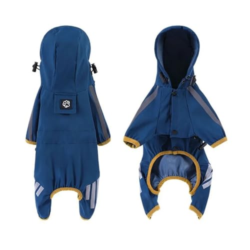 Puppy Dog Raincoat Hooded Slicker Poncho with Reflective Strap and Leash Hole Windproof Pet Jacket for Small Medium Dogs Teddy(Color:Blue,Size:XL) von RECORD BREAD