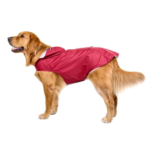 Reflective Dog Raincoat Waterproof Dog Clothes for Small Large Dogs Rain Coat Golden Retriever Raincape Pug Chihuahua Pet Poncho(Color:Red,Size:XL) von RECORD BREAD