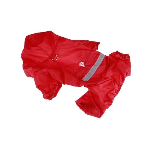 Reflektierender Hunde-Regenmantel, wasserdichter Kapuzen-Overall for kleine, mittelgroße und große Hunde, doppellagige Haustier-Hunde-Regenjacke, Heimtierbedarf(Red,L) von RECORD BREAD