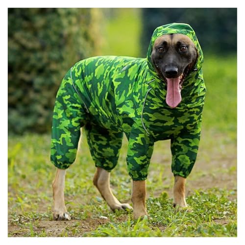 Regenmantel for kleine und große Hunde, reflektierender Reißverschluss, wasserdichte Kleidung, hoher Kragen, Umhang mit Kapuze, Overall, Labrador(Camouflage Hooded,14) von RECORD BREAD