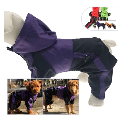 Regenmantel mit Kapuze for große Hunde, Welpen-Regenmantel, mittelgroße und große Hundejacke, Bullterrier, Staffordshire/Greyhound(Purple,D-L) von RECORD BREAD