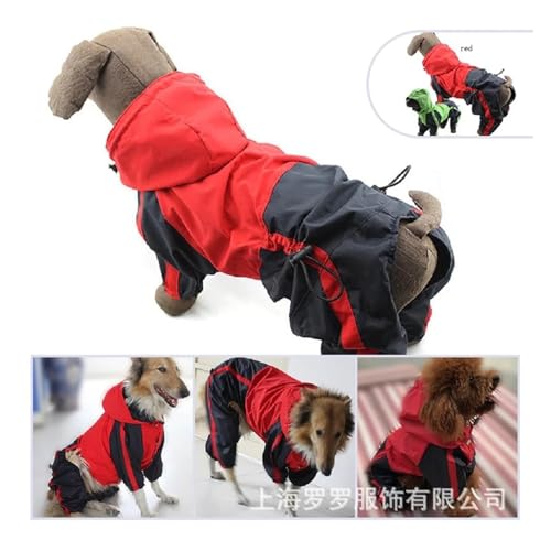 Regenmantel mit Kapuze for große Hunde, Welpen-Regenmantel, mittelgroße und große Hundejacke, Bullterrier, Staffordshire/Greyhound(Red,B-M) von RECORD BREAD