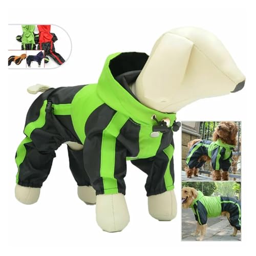 Waterproof Dog Raincoat Oxford Dog Clothes Jacket Puppy Chihuahua Jumpsuit Costume Small Medium Dogs Rain Coat Hooded Jacket(Green,M) von RECORD BREAD