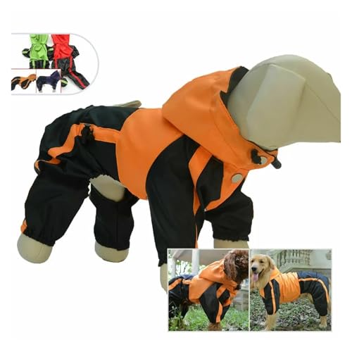 Waterproof Dog Raincoat Oxford Dog Clothes Jacket Puppy Chihuahua Jumpsuit Costume Small Medium Dogs Rain Coat Hooded Jacket(Orange,L-M) von RECORD BREAD