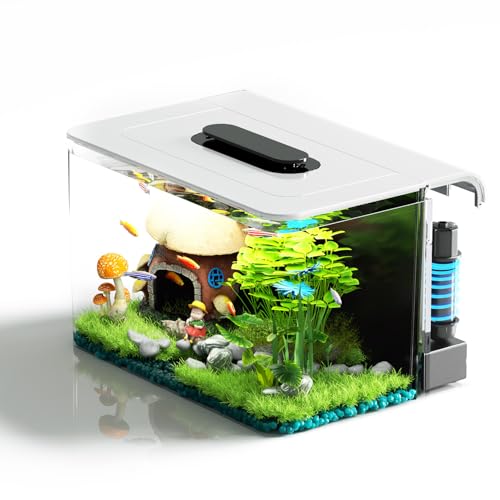 Betta Aquarium-Set mit modularer Filtration, Heizung, leicht, selbstreinigend, Sauerstoffversorgung, kleines Aquarium für Goldfische, Guppy, Garnelen von RED TAIL FISH