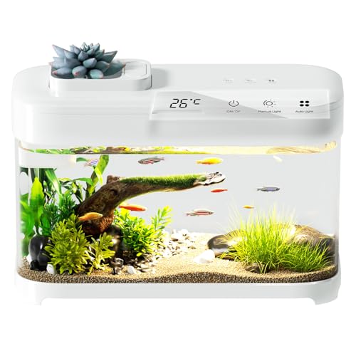 Smart Betta Aquarium mit Temperaturmonitor, 3-stufige Filtration, 8-Farb-Beleuchtung, selbstreinigendes kleines Beta-Tank-Set, Acryl von RED TAIL FISH