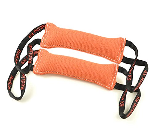 Redline K9 Hundespielzeug, französisches Leinen, 7,6 x 25,4 cm, 2 Griffe, Orange, 2 Stück von REDLINE K-9