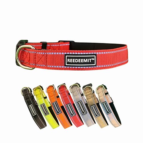 Strapazierfähiges, reflektierendes Hundehalsband, Rot, Größe L von REEDEEMIT