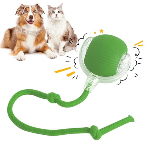 REGAPOG Interaktives Katzenspielzeug, Elektrischer Katzenball, Katzenspielzeug, Interaktiver Rollender Katzen- Und Hundeball Mit Seil, Hund Und Katze Kauen Rollenden Ball (Grün) von REGAPOG