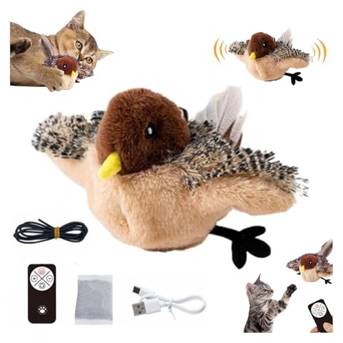 REGAPOG katzenspielzeug Vogel,Flapping Bird cat Toy,interaktiver Katzenspielzeugvogel,Katzenspielzeug, interaktives Geräusch, Flügel, vibrierender Vogel, elektrisches katzenspielzeug von REGAPOG