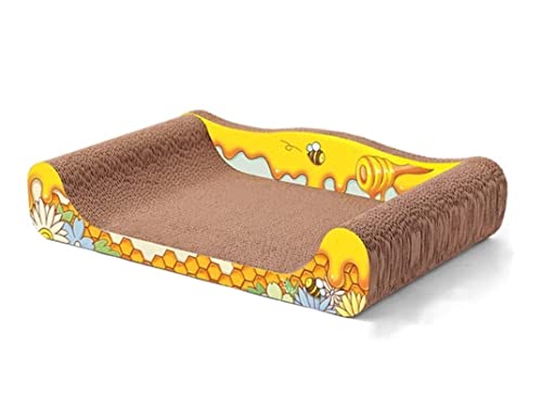 Kratzbrett Katze Cat Scratcher Katzenkratzbrett Lounge Wendbare Katzenkratzunterlage Langlebiger Karton Kratzpappe Für Katzen(50x28x12cm) von REIFOR