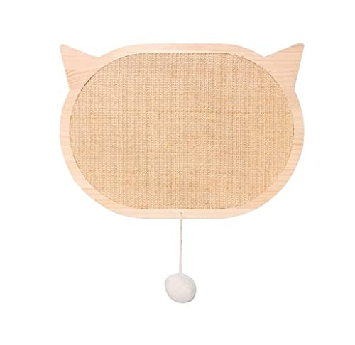 Kratzbrett Katze Katzenkratzbrett Wandmontiertes Kratzbrett Holz Katzenkratzpolster Katzenform Katzenkratzer Mit Sisalauflage Und Saugnapf Kratzpappe Für Katzen(47 * 37cm) von REIFOR