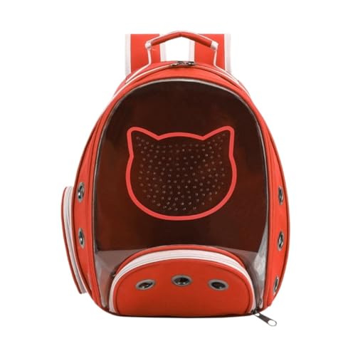 REIFOR Transportbox Hund Haustier-Rucksack, Heimtierbedarf, Haustier-Tragetasche, Katzen-Tragetasche, Transparenter Rucksack, Hundetasche Katzentasche Transporttasche Katze(Rood) von REIFOR