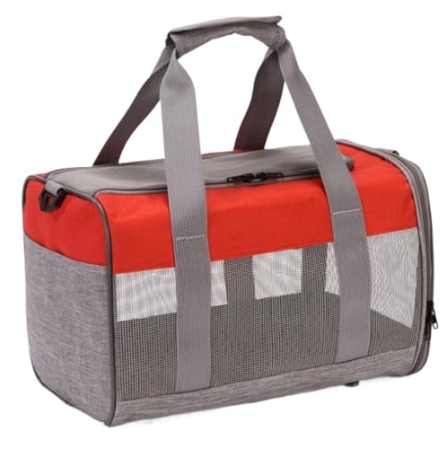 Transportbox Hund Sommer-Haustiertasche, Katzen- Und Hundetrage, Weiche Welpentrage Für Katzen, Reisen, Outdoor Katzentasche Transporttasche Katze(Rood) von REIFOR