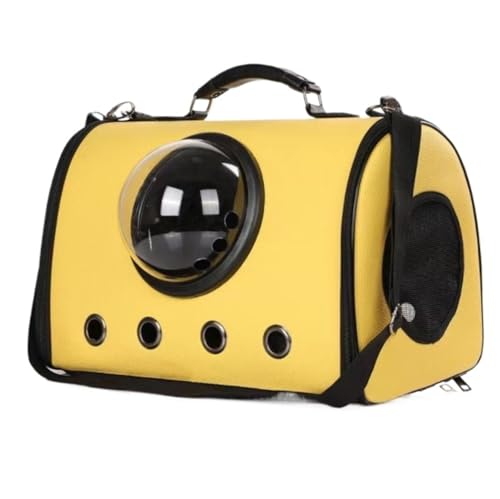 Transportbox Hund Tragbarer Haustier-Rucksack, Tragetasche, Katze, Hund, Handtasche, Träger, Ausgehende Reise, Haustier-Handtasche Katzentasche Transporttasche Katze(Yellow) von REIFOR