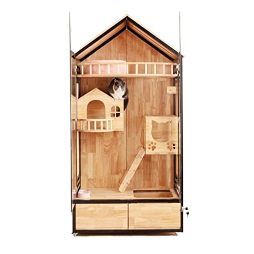 Katzenhaus Cat Villa Cat House Indoor Cat House Pet House Panorama Light Luxury Super Free Space Double Layer Cat Condo Cat Cage Großer Weltraum-Katzenkäfig von REIK