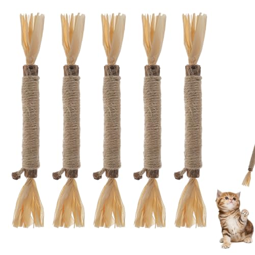 RELONGGI 5 Stück Katzenminze Sticks - Natürliches Katzenspielzeug mit Zahnpflege für Katzen | Kautspielzeug gegen Langeweile von RELONGGI