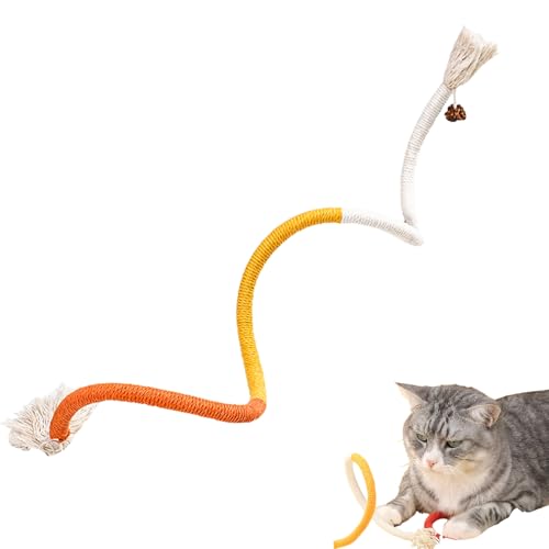 RELONGGI Katze Seil Spielzeug, 1 Pack interaktive Catnip Spielzeug, Katze kauen Seil mit Silvervine Obst, Katze Baumwollseil Zähne Reinigung, Katze Dental Spielzeug für Katzen und Kätzchen (1 Lang) von RELONGGI