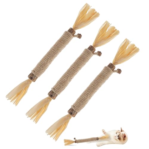 RELONGGI Silvervine Sticks Katzenspielzeug, Zahnspielzeug für Kätzchen, Zahnreinigung, Kauspielzeug für aggressive Kauer, Silvervine Katzenspielzeug für drinnen und draußen, 3 Stück von RELONGGI