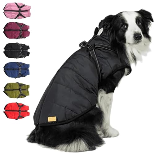 Furry King Hundewintermantel, Furry King Hundejacke, Pelzjacke für Hunde, Furryking Hundemantel, Haustier-Outdoorjacke, wasserdichte, Winddichte Hundeschneejacke mit Reißverschluss (Black,2XL) von RENQIDD