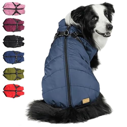 Furry King Hundewintermantel, Furry King Hundejacke, Pelzjacke für Hunde, Furryking Hundemantel, Haustier-Outdoorjacke, wasserdichte, Winddichte Hundeschneejacke mit Reißverschluss (Blue,2XL) von RENQIDD