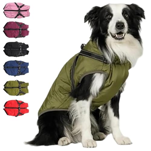 Furry King Hundewintermantel, Furry King Hundejacke, Pelzjacke für Hunde, Furryking Hundemantel, Haustier-Outdoorjacke, wasserdichte, Winddichte Hundeschneejacke mit Reißverschluss (Green,2XL) von RENQIDD