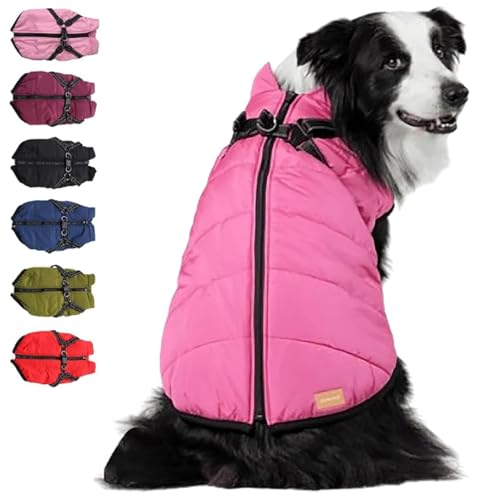 Furry King Hundewintermantel, Furry King Hundejacke, Pelzjacke für Hunde, Furryking Hundemantel, Haustier-Outdoorjacke, wasserdichte, Winddichte Hundeschneejacke mit Reißverschluss (Pink,2XL) von RENQIDD