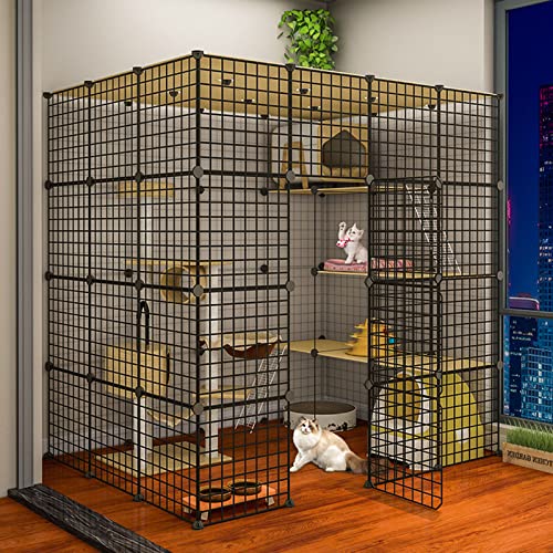 Katzenkäfig - Laufstall für Haustiere, Katzenlaufstall, tragbarer Metalldrahtzaun, Kleintierkäfig für den Innen- und Außenbereich mit Katzenkäfigzubehör von RENQIDIAN