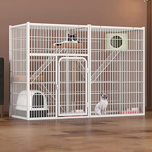Katzenkäfige für den Innenbereich, Kaninchenkäfig für den Innenbereich, Katzengehege für den Außenbereich, Katzenkiste aus Metall, Frettchenkäfig mit Türen, Rampenleitern, geeignet von RENQIDIAN