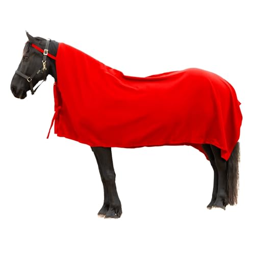 RESISTANCE Strapazierfähiger und warmer Kühler für Pferde, weiches Fleece, quadratisch, 228,6 x 203,2 cm, Rot von RESISTANCE