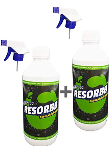 RESORBB® 2 x 0,5 Liter (Duo-Pack) UF2000 Geruchsentferner Uringeruch Entferner-Spray zur Geruchsneutralisation. Rein biologisch, vegan und ohne Tierversuche hergestellt. von RESORBB