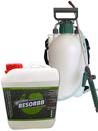 RESORBB® - Semi Pro 2,5 Liter UF2000 Geruchsentferner Konzentrat + 5 Liter Profi-Drucksprüher zur Geruchsneutralisation von RESORBB