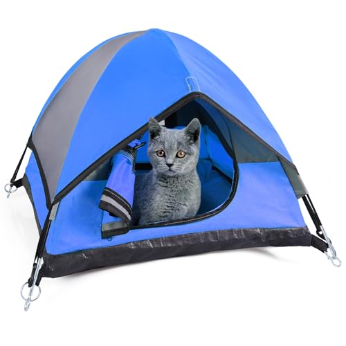 Katzen-Campingzelt, Katzenzelt Bett, Haustierzelt für Indoor-Katze und kleine Hunde, Mini-Zelt (Blau, 21 x 21 x 14 Zoll) von RESTCLOUD