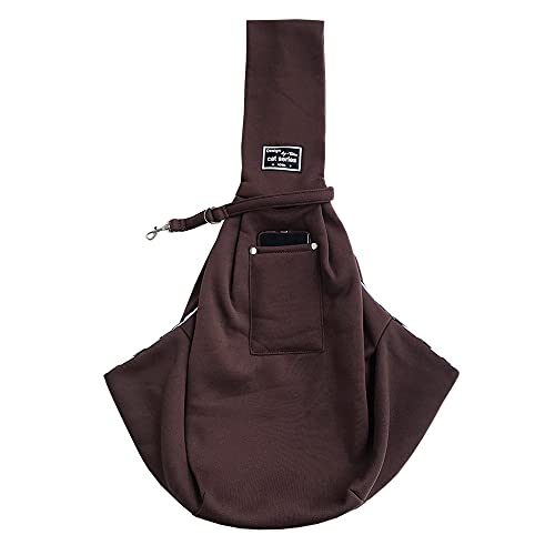 Tragetuch Hund,Hundetragetasche Pet Welpen Tragetasche Katzen Welpen im Freien Reise Hund Umhängetasche Baumwolle Einzelkomfort Sling Handtasche Beutel (Color : Coffee) von RETHPA