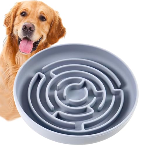 Hundenapf mit Puzzle, Labyrinth-Silikon, langsamer Futternapf mit Saugnäpfen, verlangsamt die Fressgeschwindigkeit von Haustieren und verhindert Ersticken, Angstlinderung (Blau) von RETROSOHOO