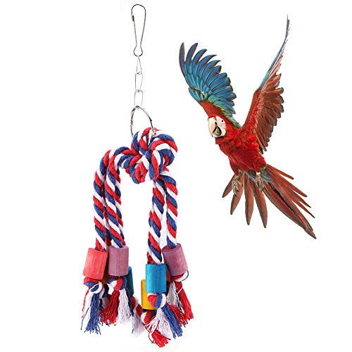 Buntes Papageienkauspielzeug | Hanging Climbing Baumwollseil für Vögel | Safe & Robus Haustier Swing | Übung & Unterhaltung für Sittiche/Kakadouse Buntes Papageienkauspielzeug | Hanging Climbing Baumwollseil für Vögel | Safe & Robus Haustier Swing | Übung & Unterhaltung für Sittiche/Kakadouse von REXVTNS