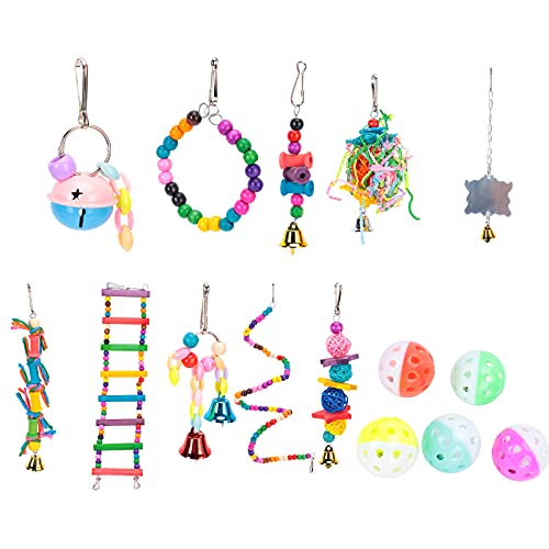 REXVTNS 15 Packs Bird Swing Toys | Nachhaltiges Holz und Plastikkauen hängende Spielsachen mit Glocken/Leiter/Perlen | Sicherer Vogel - sicher für Papageien REXVTNS 15 Packs Bird Swing Toys | Nachhaltiges Holz und Plastikkauen hängende Spielsachen mit Glocken/Leiter/Perlen | Sicherer Vogel - sicher für Papageien von REXVTNS