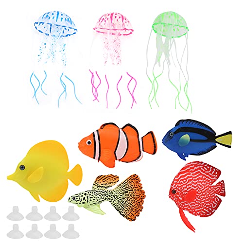 REXVTNS Artificial Glowing Fish Aquarium Decor | 8 - Piece Silicone Simulation Fish & Marine Creature Set | Luminous Underwater Decor for Fish Tank/Home/Office | Safe Material & Sturdy REXVTNS Artificial Glowing Fish Aquarium Decor | 8 - Piece Silicone Simulation Fish & Marine Creature Set | Luminous Underwater Decor for Fish Tank/Home/Office | Safe Material & Sturdy von REXVTNS