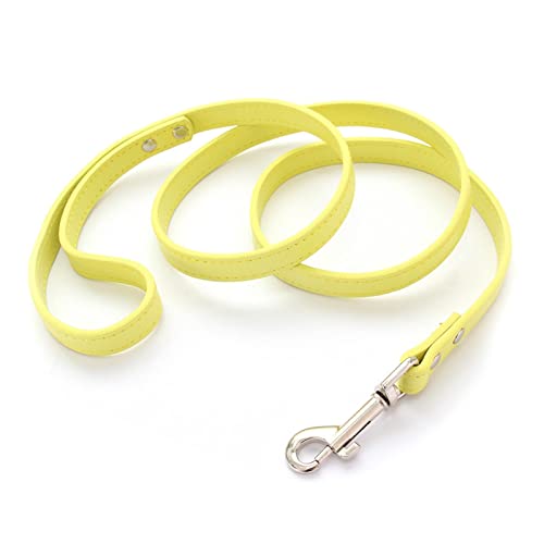 16 Farben Hundeleine Soild Color Leather Pet Walking Trainingsleinen for Kleine Mittelgroße Hunde Katze In Halsband Und Geschirr 120 cm (Color : Yellow, Size : S 1.5CM-120CM) von REYNEM