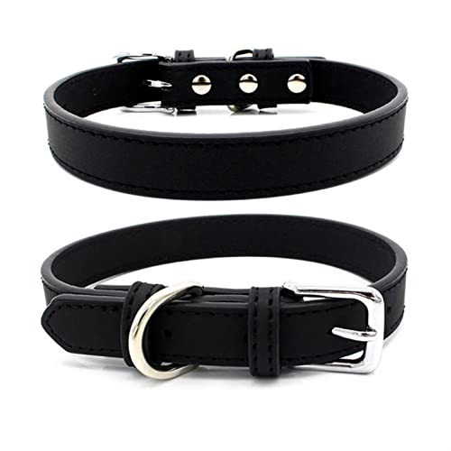 Comfort Dog Cat PU-Leder-Halsband, Verstellbares Haustierzubehör for Kleine Hunde, Welpen, Mascotas Supplies (Color : Black, Size : XS-Neck 20-26cm) von REYNEM