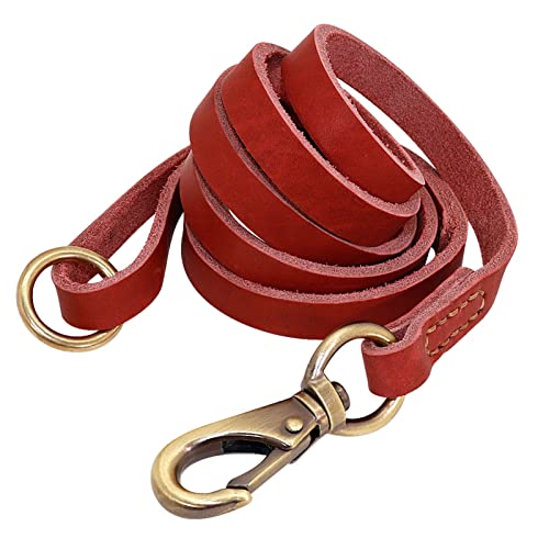 Echtes Leder Hundeleine 150cm Pet Walking Trainingsleine Echtes Leder for Deutsche Schäferhunde Golden Retriever Mittelgroße Hunde (Color : Red, Size : S) von REYNEM