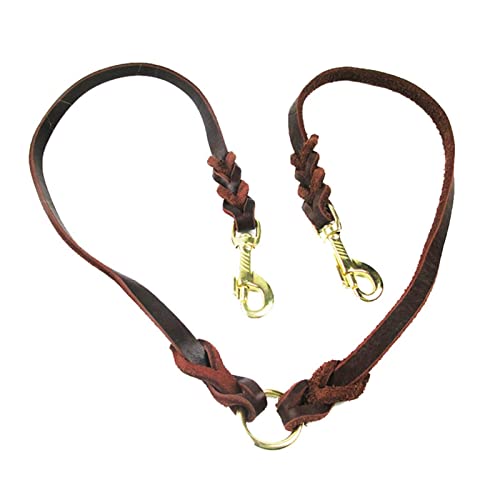 Pet Dog Double Leashs No Tangle Dog Leash Coupler Leather Braided Dual Dog Training Leash for Kleine Mittelgroße Hunde von REYNEM