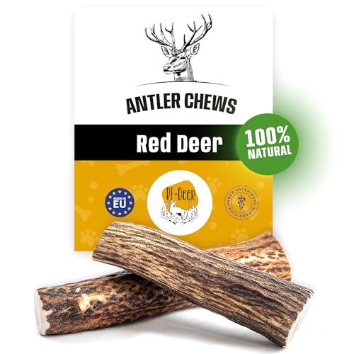 RF - Deer Hundesnack Rothirsch Geweih Kausnack Premium, Hirschgeweih für Hunde, 100% natürlicher, Gesunder Hundespielzeug, Kauknochen für Genuss und Zahnpflege, Hard, L, 121-160 g, 17-19 cm von RF - Deer