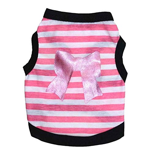 RFDFG Hundekleidung Mittelwarmes Baumwollprodukt Dicker Streifen Atmungsaktiv Yorkshire Party Frühling Sommer Mädchen Bunt Ropa para Perro, pink, xs von RFDFG