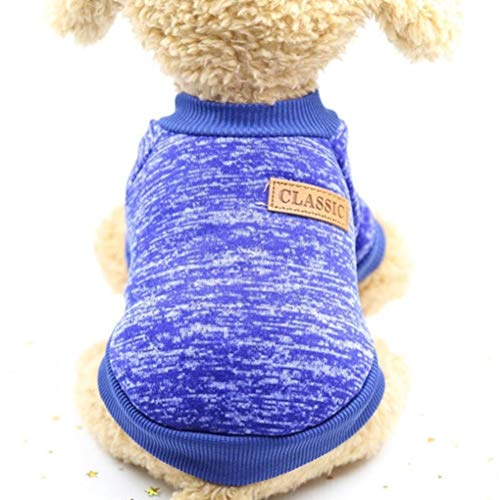 RFDFG Warme Hundekleidung Wolle Welpen Hund Jacke Winter Strickpullover für kleine Hunde Kleidung Einfache Ropa para Perro XS-2XL, DarkBlue, L. von RFDFG