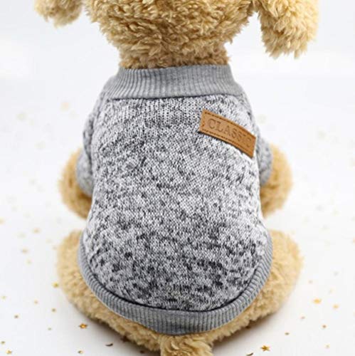 RFDFG Warme Hundekleidung Wolle Welpen Hund Jacke Winter Strickpullover für kleine Hunde Kleidung Einfache Ropa para Perro XS-2XL, Grau, XL von RFDFG