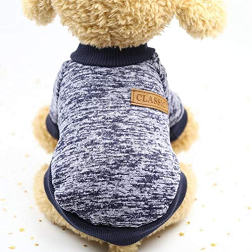 RFDFG Warme Hundekleidung Wolle Welpen Hund Jacke Winter Strickpullover für kleine Hunde Kleidung Einfache Ropa para Perro XS-2XL, Marine, M. von RFDFG