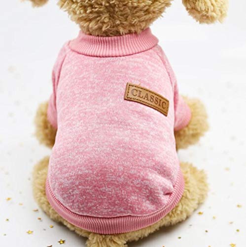 RFDFG Warme Hundekleidung Wolle Welpen Hund Jacke Winter Strickpullover für kleine Hunde Kleidung Einfache Ropa para Perro XS-2XL, Pink, L. von RFDFG