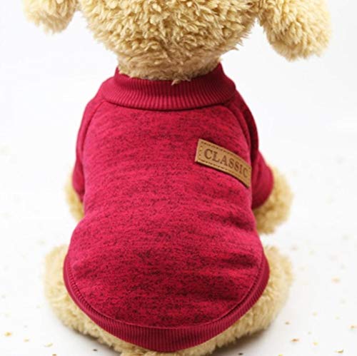 RFDFG Warme Hundekleidung Wolle Welpen Hund Jacke Winter Strickpullover für kleine Hunde Kleidung Einfache Ropa para Perro XS-2XL, Redwine, M. von RFDFG