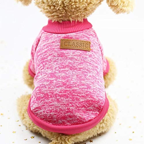 RFDFG Warme Hundekleidung Wolle Welpen Hund Jacke Winter Strickpullover für kleine Hunde Kleidung Einfache Ropa para Perro XS-2XL, Rosered, L. von RFDFG